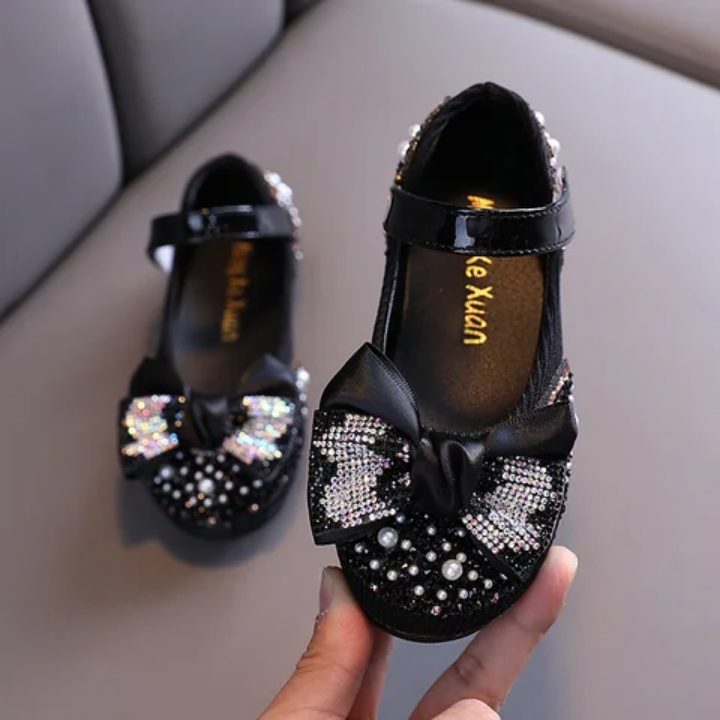 Girls black bead shoes