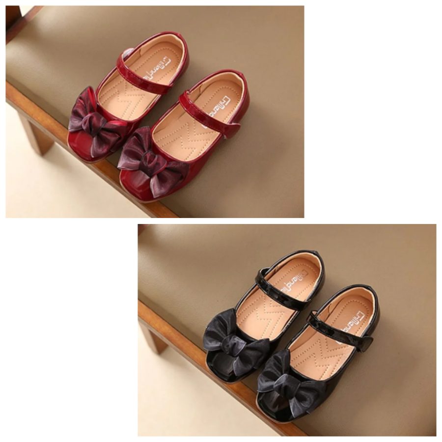 Girl's PU wine red and black