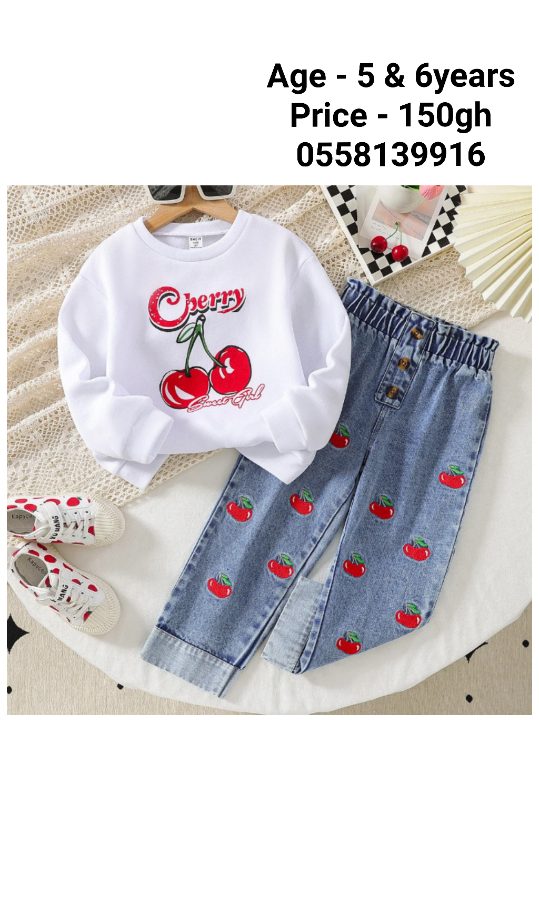 Blue jean/cherry top casual dress