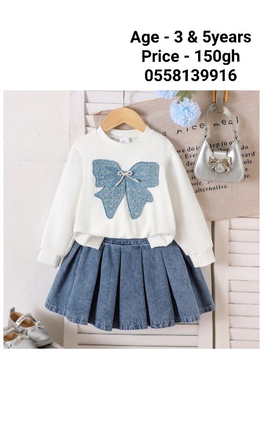 Jean skirt/white casual dress